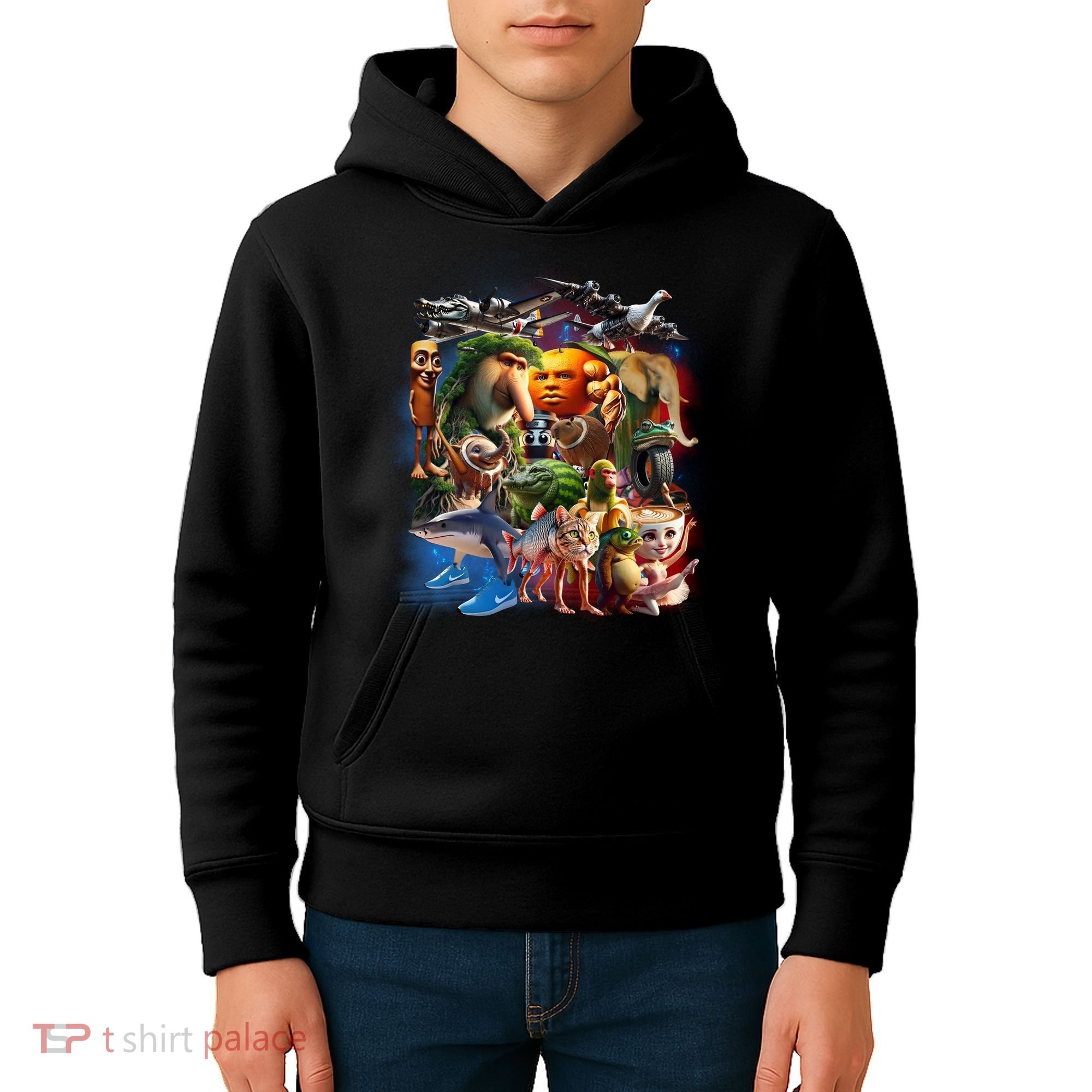 Italian-Brainrot AI Generated Animals Gen Z Kids Hoodie