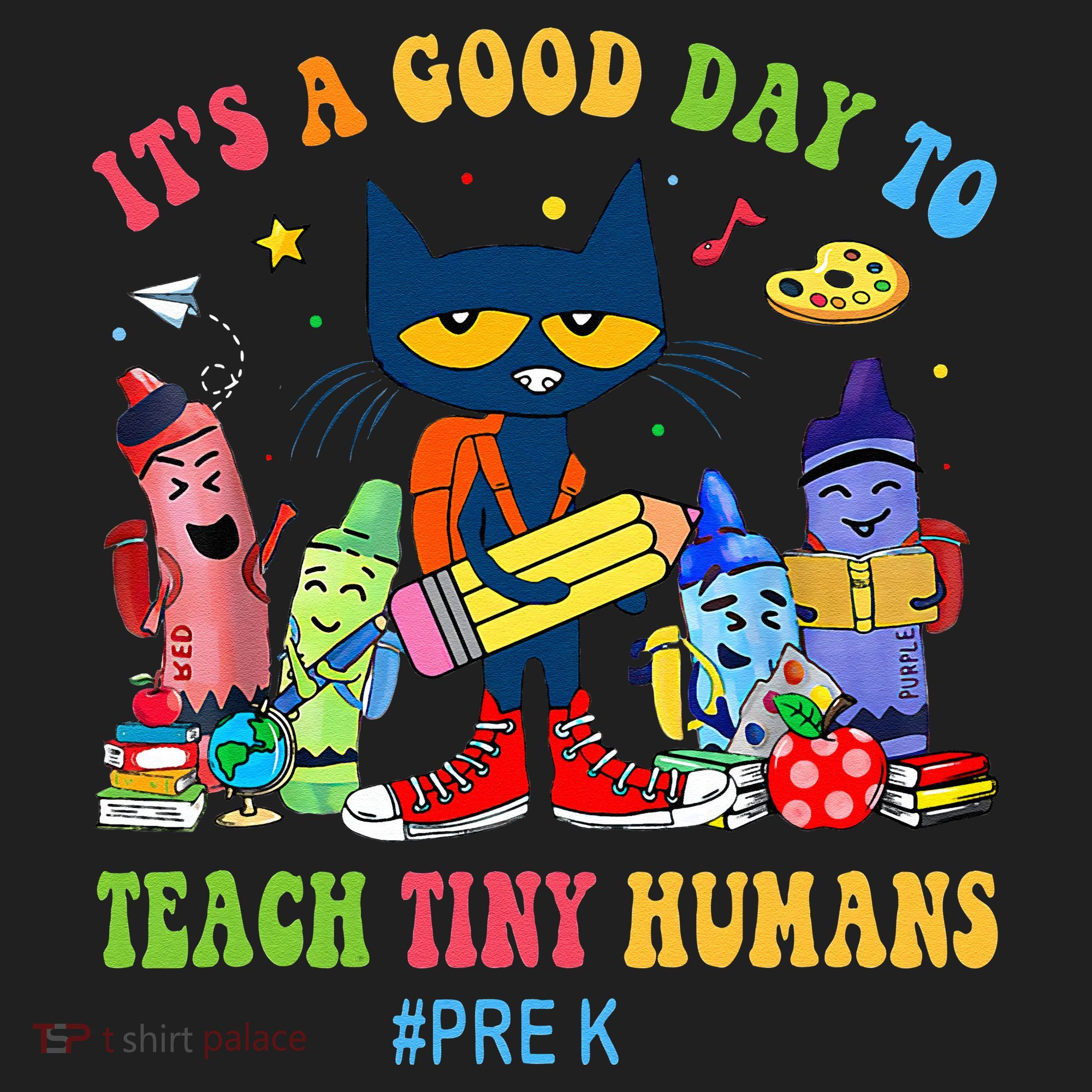 It's A Good Day To Teach Tiny Humans PreK Cat Teacher Lover Golf Towel