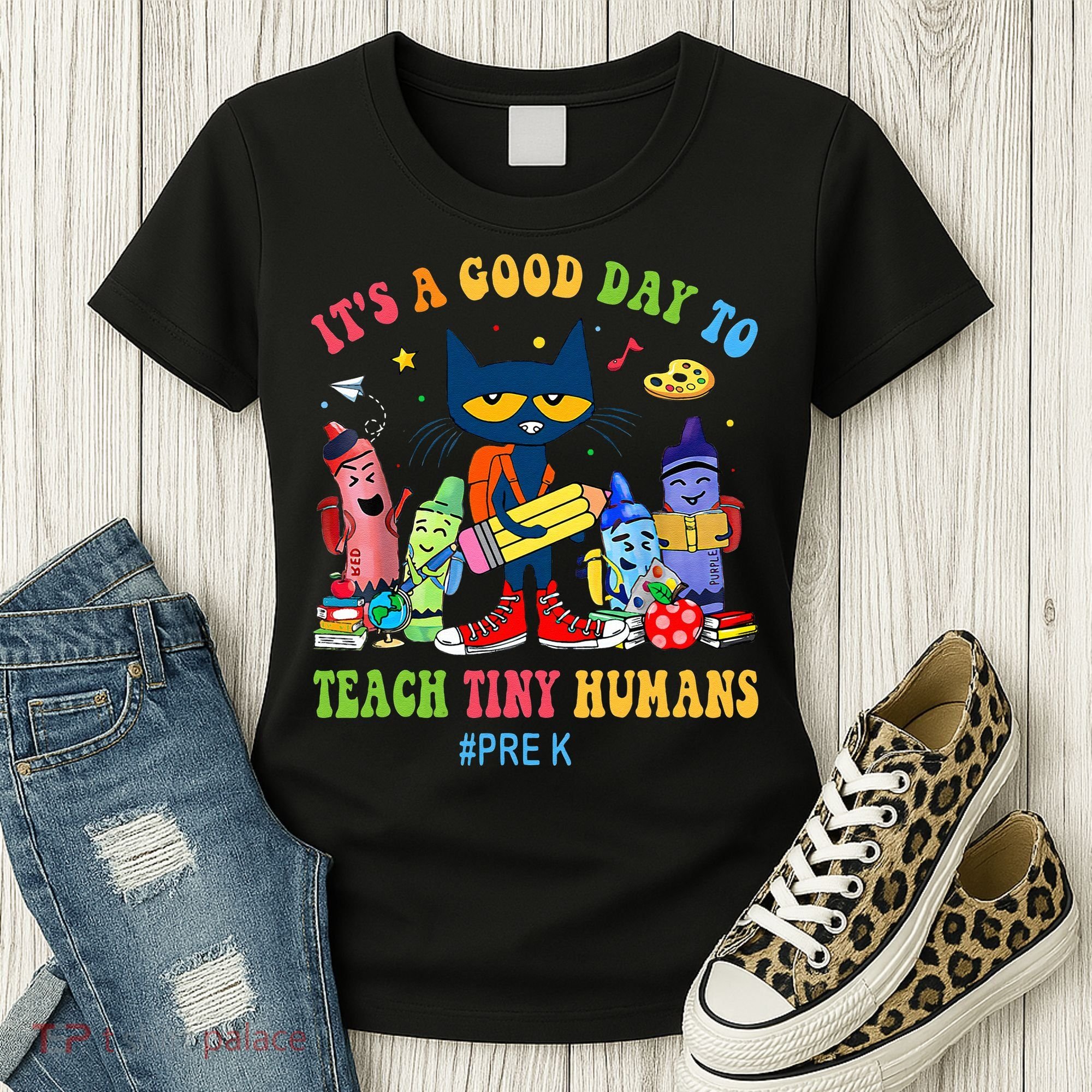 It's A Good Day To Teach Tiny Humans PreK Cat Teacher Lover Women's T-Shirt