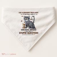 IM A Grumpy Old Lady If You DonT Want Sarcastic Answer Cat USA-Made Doggie Bandana thumb 0