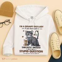 IM A Grumpy Old Lady If You DonT Want Sarcastic Answer Cat Hoodie thumb 4