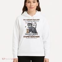 IM A Grumpy Old Lady If You DonT Want Sarcastic Answer Cat Hoodie thumb 5