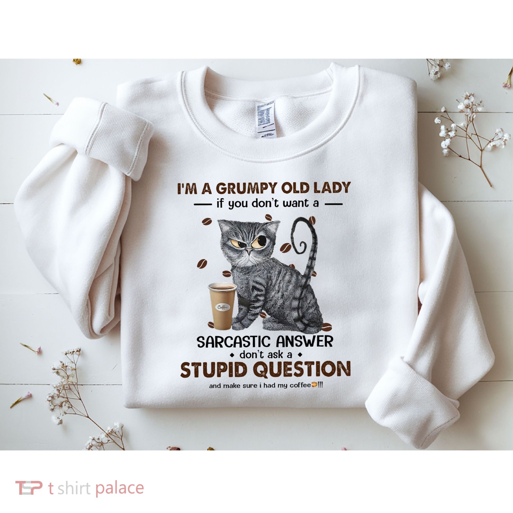 IM A Grumpy Old Lady If You DonT Want Sarcastic Answer Cat Sweatshirt
