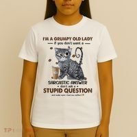 IM A Grumpy Old Lady If You DonT Want Sarcastic Answer Cat T-Shirt thumb 4