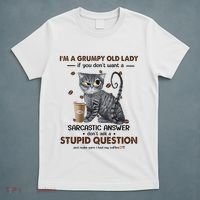 IM A Grumpy Old Lady If You DonT Want Sarcastic Answer Cat T-Shirt thumb 5
