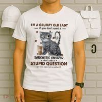 IM A Grumpy Old Lady If You DonT Want Sarcastic Answer Cat T-Shirt thumb 6