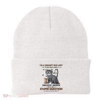 IM A Grumpy Old Lady If You DonT Want Sarcastic Answer Cat Beanie thumb 0
