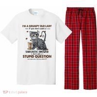 IM A Grumpy Old Lady If You DonT Want Sarcastic Answer Cat Pajama Set thumb 0