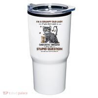 IM A Grumpy Old Lady If You DonT Want Sarcastic Answer Cat Tumbler thumb 0