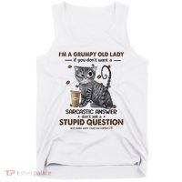 IM A Grumpy Old Lady If You DonT Want Sarcastic Answer Cat Tank Top thumb 0