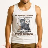 IM A Grumpy Old Lady If You DonT Want Sarcastic Answer Cat Tank Top thumb 3