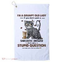 IM A Grumpy Old Lady If You DonT Want Sarcastic Answer Cat Golf Towel thumb 0