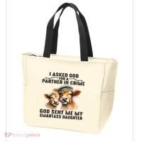 I Asked God Partner In Crime He Sent Me My Smartass Daughter Tote Bag thumb 3