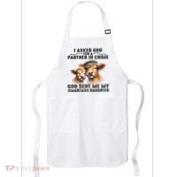 I Asked God Partner In Crime He Sent Me My Smartass Daughter Apron thumb 0