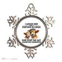 I Asked God Partner In Crime He Sent Me My Smartass Daughter Ornament thumb 0