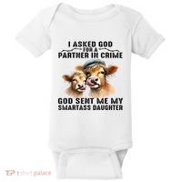 I Asked God Partner In Crime He Sent Me My Smartass Daughter Baby Bodysuit thumb 0