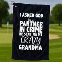 Crazy Grandma Partner In Crime Golf Towel thumb 1