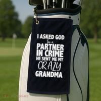 Crazy Grandma Partner In Crime Golf Towel thumb 2