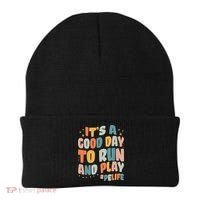 Its A Good Day To Run And Play Retro Groovy PE Life Beanie thumb 0