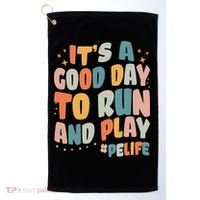 Its A Good Day To Run And Play Retro Groovy PE Life Golf Towel thumb 0