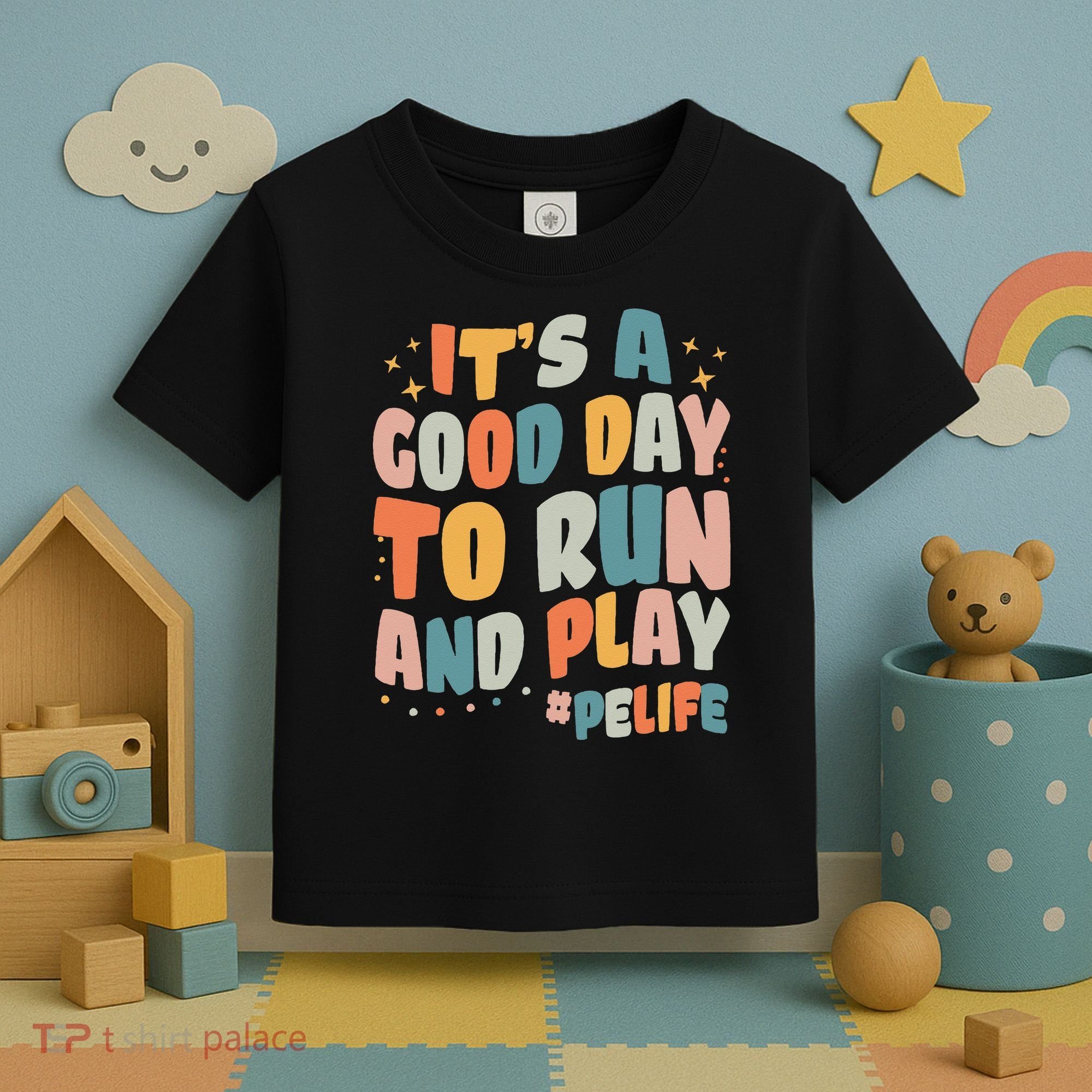 Its A Good Day To Run And Play Retro Groovy PE Life Toddler T-Shirt
