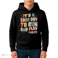 Its A Good Day To Run And Play Retro Groovy PE Life Kids Hoodie thumb 4