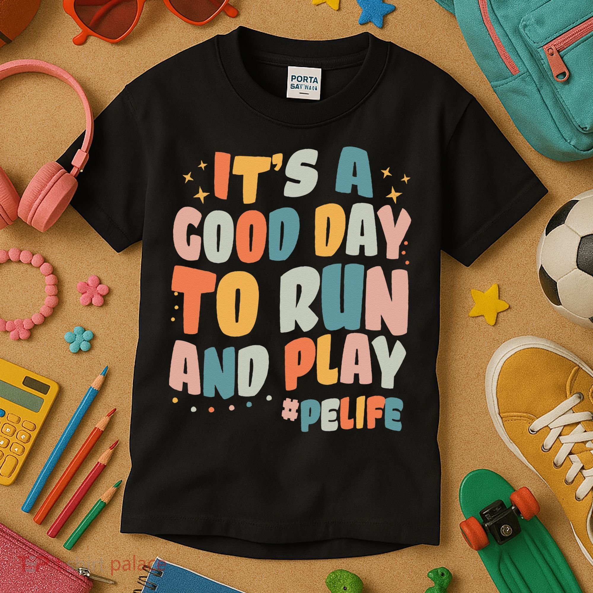 Its A Good Day To Run And Play Retro Groovy PE Life Kids T-Shirt