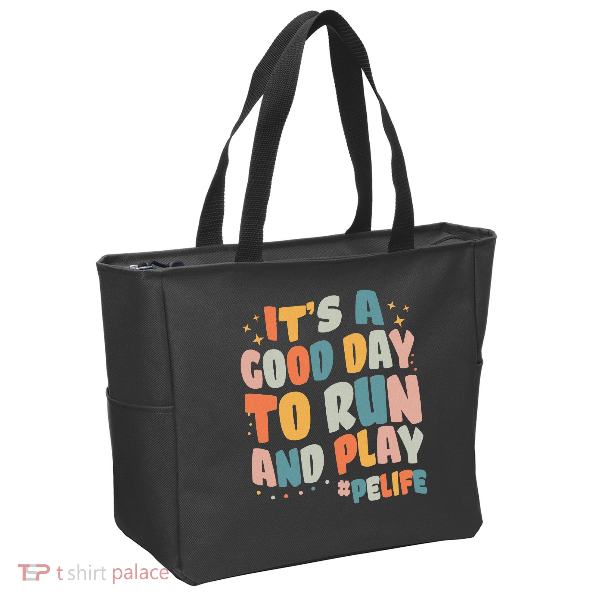 Its A Good Day To Run And Play Retro Groovy PE Life Tote Bag
