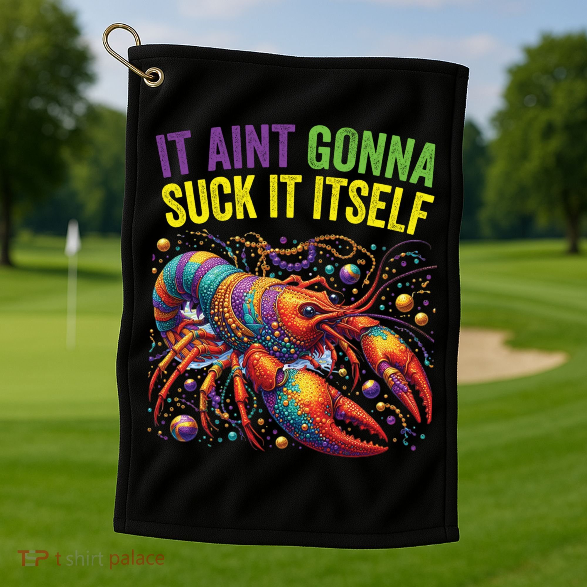 It Aint Gonna Suck Itself Crawfish Funny Mardi Gras Cool Gift Golf Towel