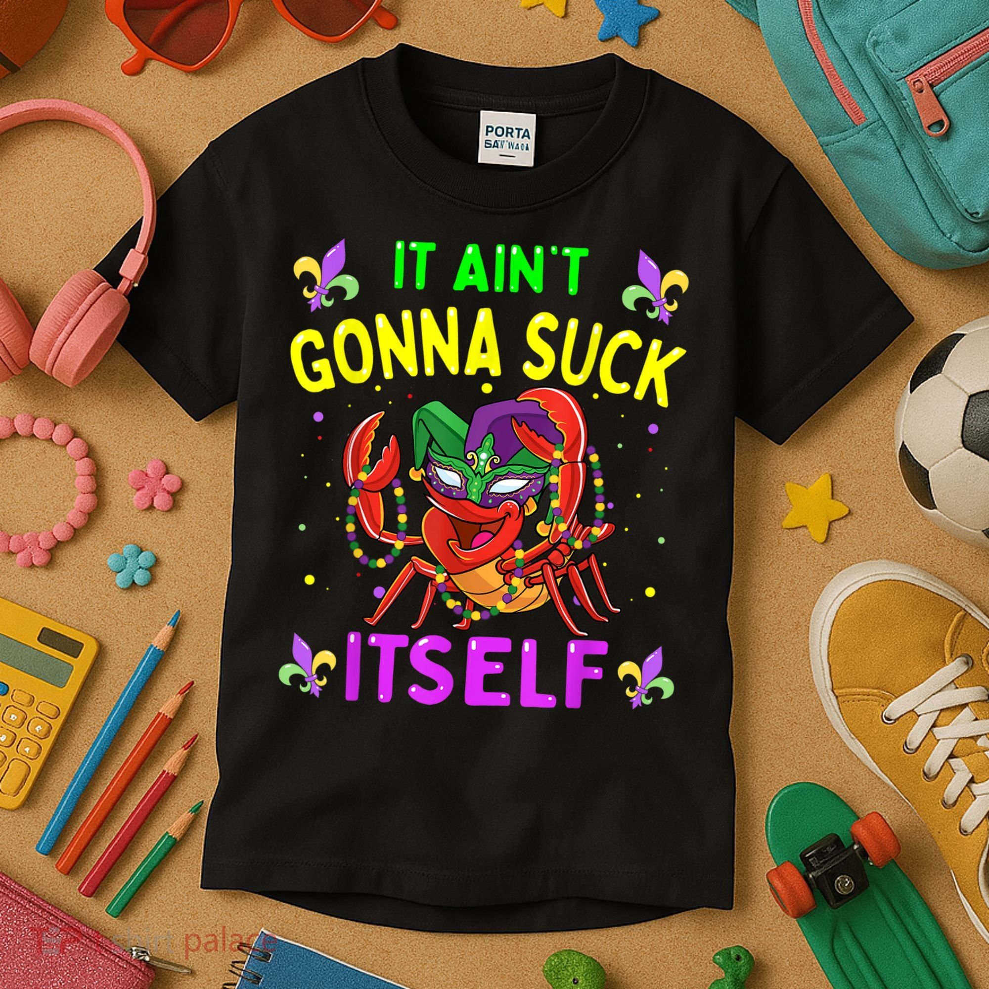 It Aint Gonna Suck Itself Crawfish Funny Mardi Gras Kids T-Shirt
