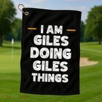 I Am Giles Doing Giles Things Custom Funny Name Golf Towel thumb 1