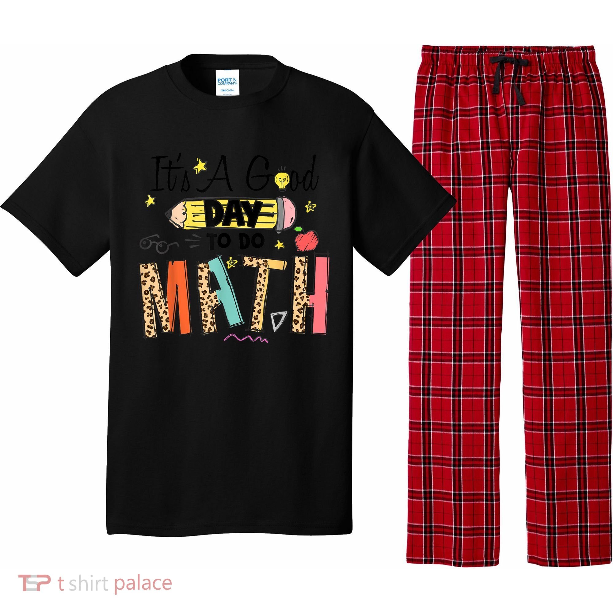 Its A Good Day To Do Math Leopard Pencil Teacher Pajama Set