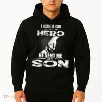 I Asked God For A Hero He Sent Me My Son Hoodie thumb 2