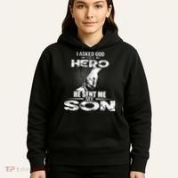 I Asked God For A Hero He Sent Me My Son Hoodie thumb 5
