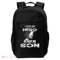 I Asked God For A Hero He Sent Me My Son Backpack thumb 0