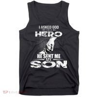 I Asked God For A Hero He Sent Me My Son Tank Top thumb 0