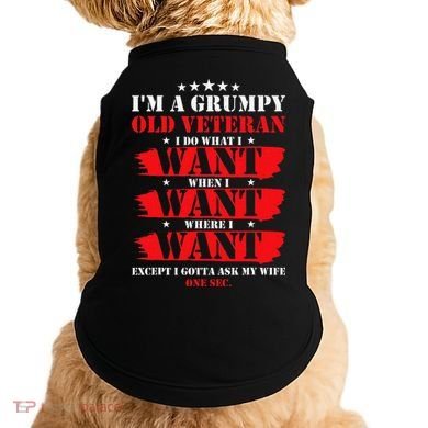 Im A Grumpy Old Veteran Funny Veteran Wife Doggie Tank