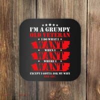 Im A Grumpy Old Veteran Funny Veteran Wife Coaster thumb 0