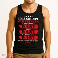 Im A Grumpy Old Veteran Funny Veteran Wife Tank Top thumb 3