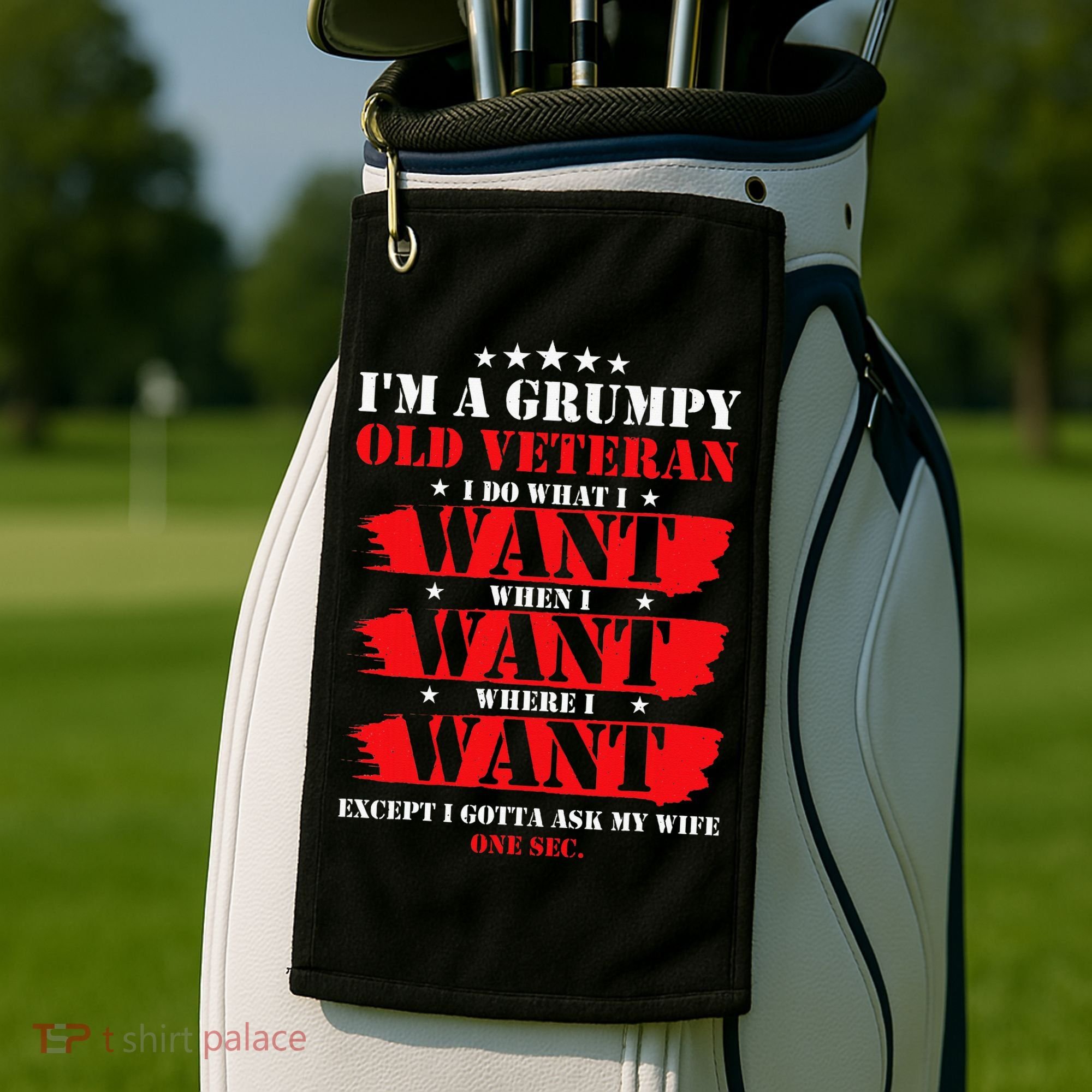 Im A Grumpy Old Veteran Funny Veteran Wife Golf Towel