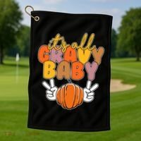 Its All Gravy Baby Pumpkin Fall Funny Golf Towel thumb 1