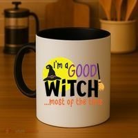 Im A Good Witch Most Of The Time Witch Hat Halloween Quote Coffee Mug thumb 4
