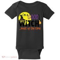 Im A Good Witch Most Of The Time Witch Hat Halloween Quote Baby Bodysuit thumb 0