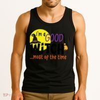 Im A Good Witch Most Of The Time Witch Hat Halloween Quote Tank Top thumb 3