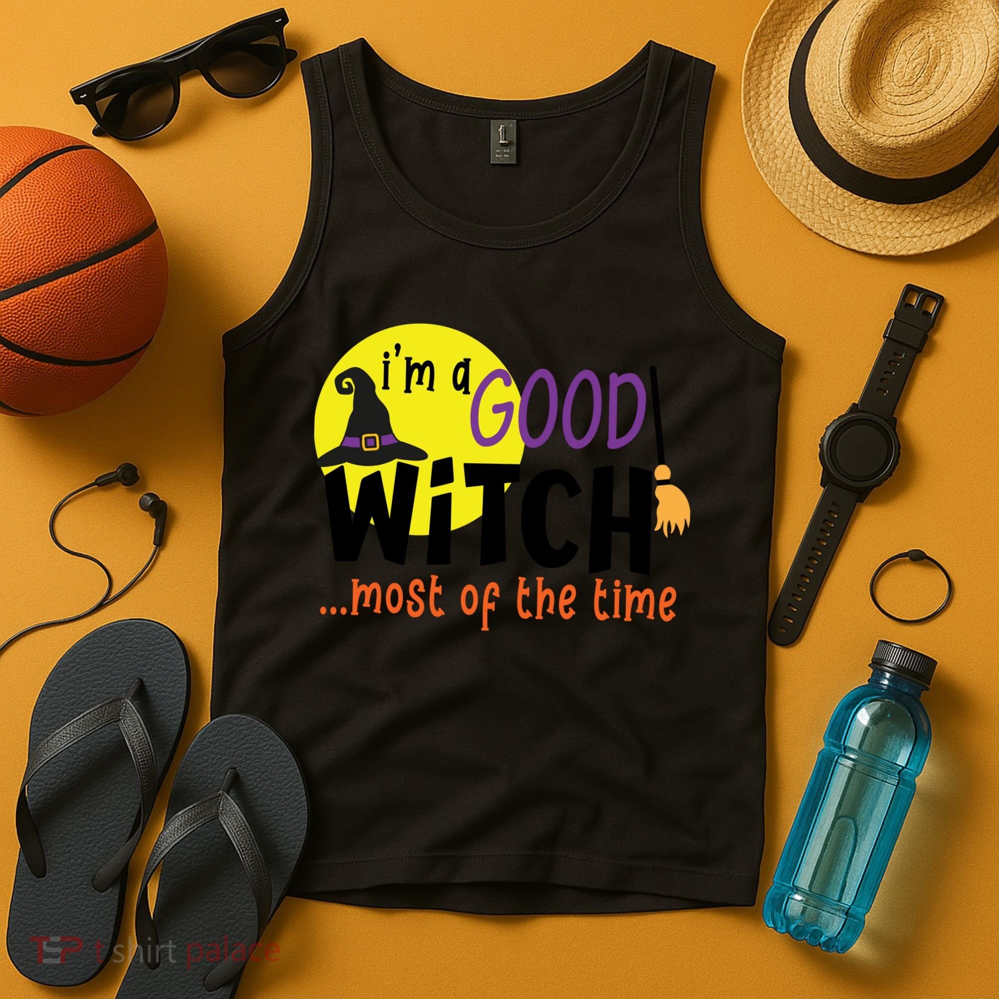 Im A Good Witch Most Of The Time Witch Hat Halloween Quote Tank Top