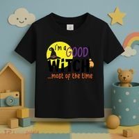Im A Good Witch Most Of The Time Witch Hat Halloween Quote Toddler T-Shirt thumb 3