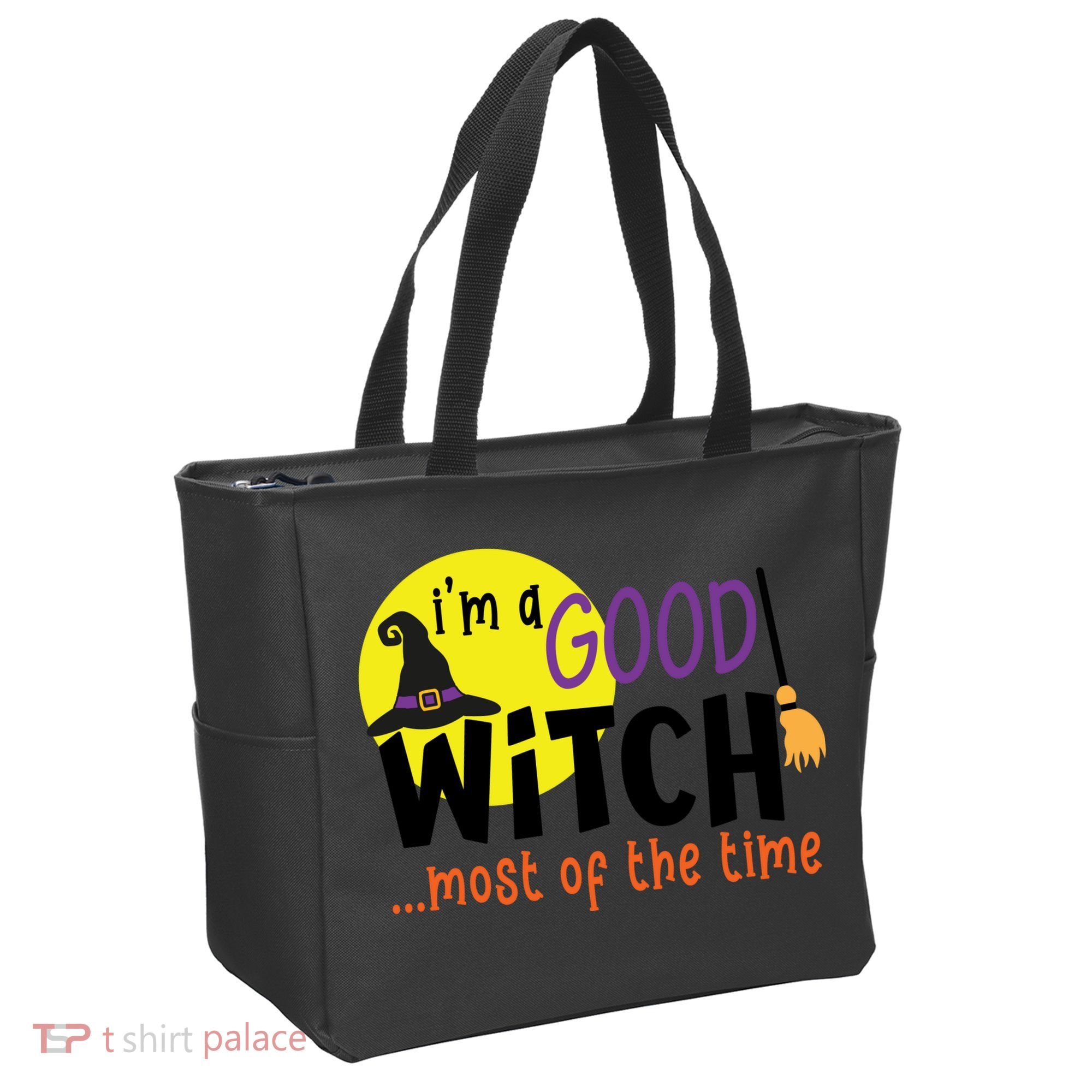 Im A Good Witch Most Of The Time Witch Hat Halloween Quote Tote Bag