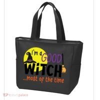 Im A Good Witch Most Of The Time Witch Hat Halloween Quote Tote Bag thumb 3