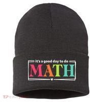 It's A Good Day To Do Math Teacher Test Day Back To School  Sustainable Knit Beanie thumb 0