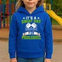 It's A Great Day Pickleball Paddle Gift Kids Hoodie thumb 3